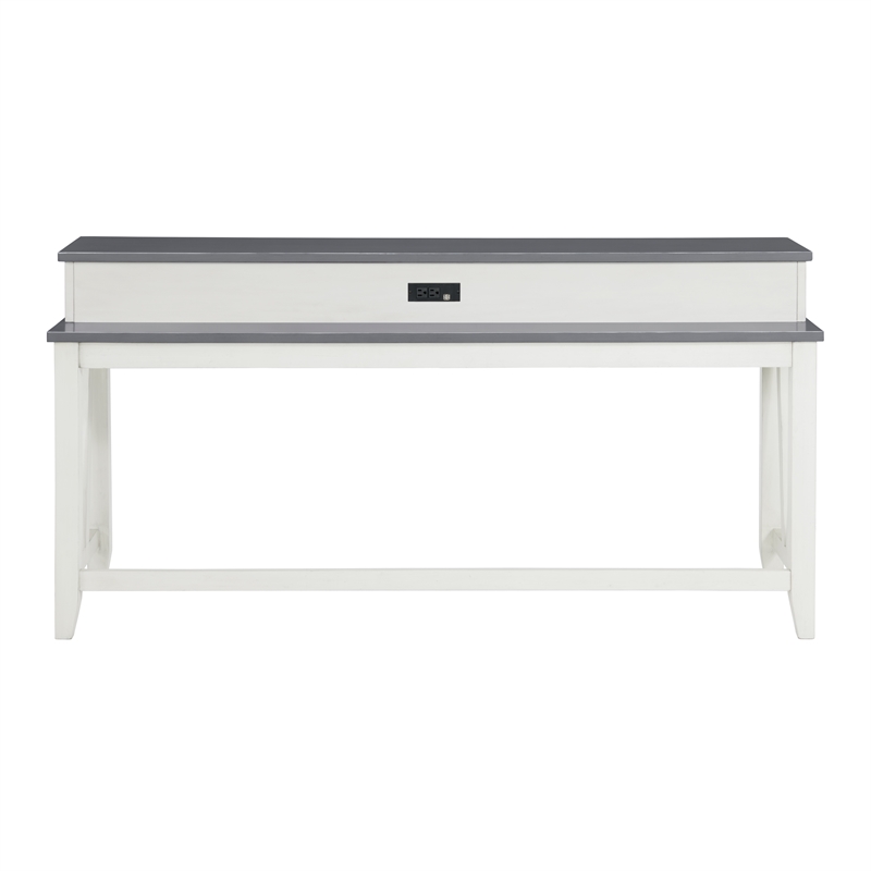 Del Mar Antique White and Gray Console Bar Table and Stool Set