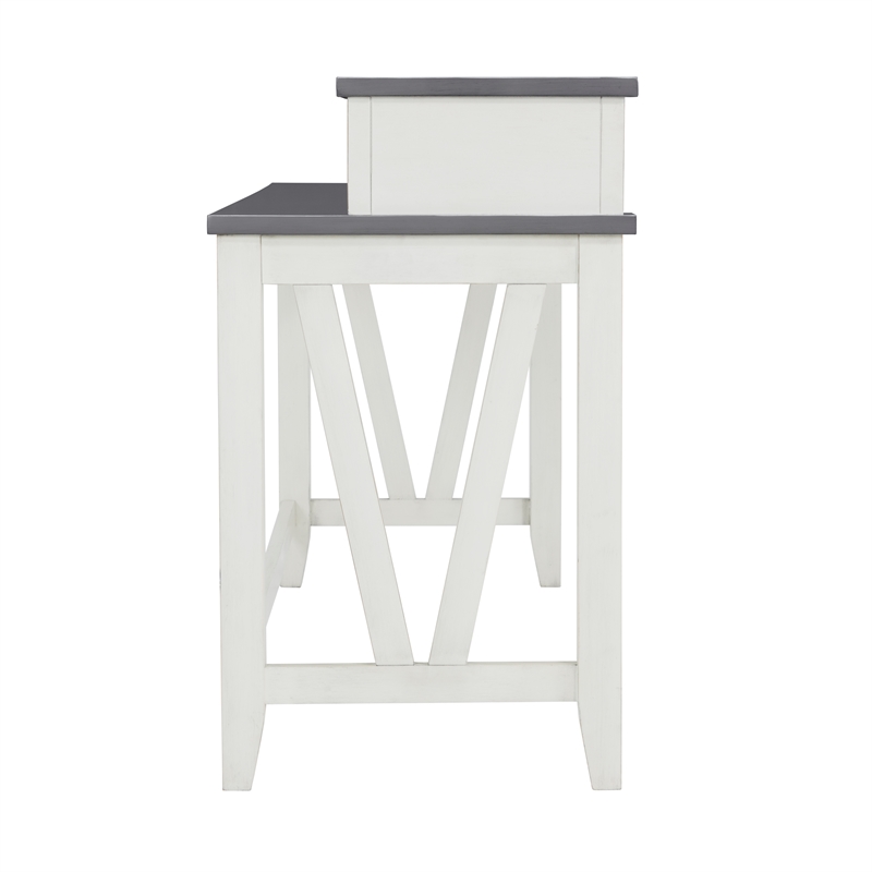 Del Mar Antique White and Gray Console Bar Table and Stool Set