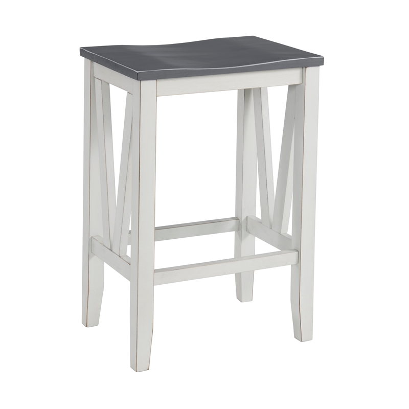 Del Mar Antique White and Gray Console Bar Table and Stool Set