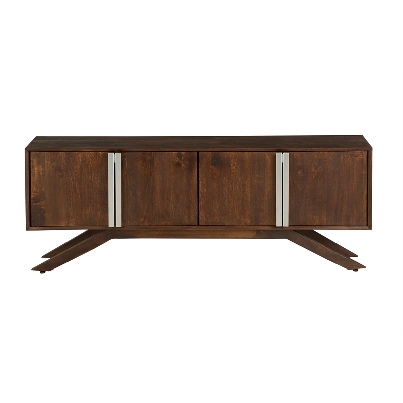 Modena 59-Inch 4-Door Mid-Century Modern Solid Wood Walnut Finish TV Stand