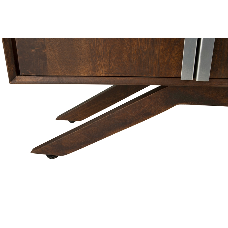 Modena 59-Inch 4-Door Mid-Century Modern Solid Wood Walnut Finish TV Stand