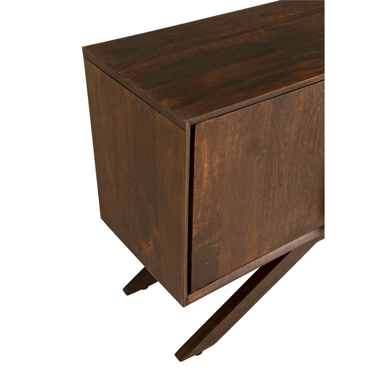 Modena 59-Inch 4-Door Mid-Century Modern Solid Wood Walnut Finish TV Stand