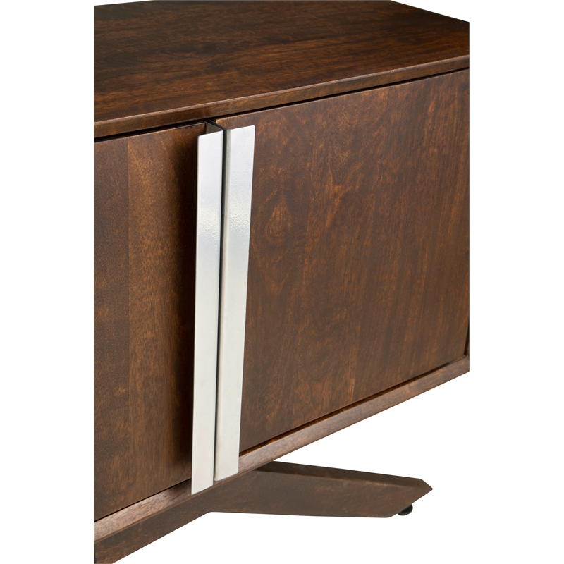 Modena 59-Inch 4-Door Mid-Century Modern Solid Wood Walnut Finish TV Stand