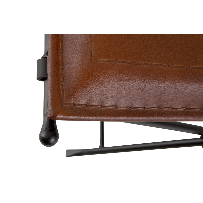 Billings Top Grain Leather Cinnamon Saddle Seat Accent Stool Bench