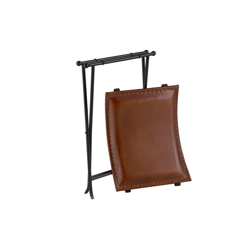 Billings Top Grain Leather Cinnamon Saddle Seat Accent Stool Bench