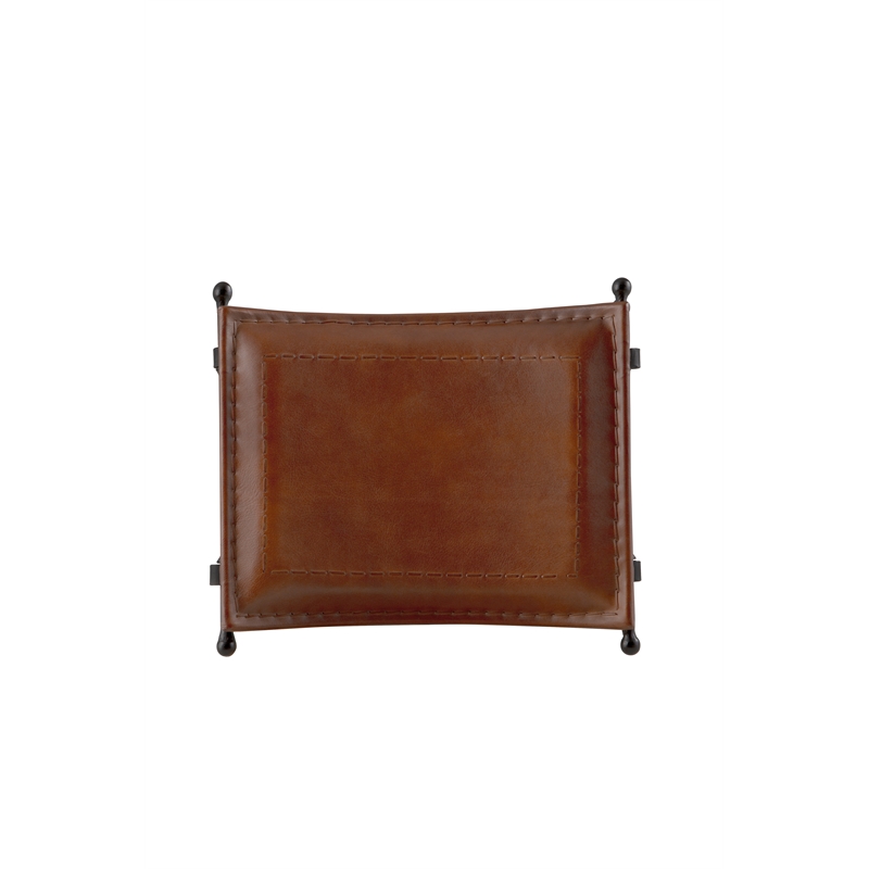 Billings Top Grain Leather Cinnamon Saddle Seat Accent Stool Bench