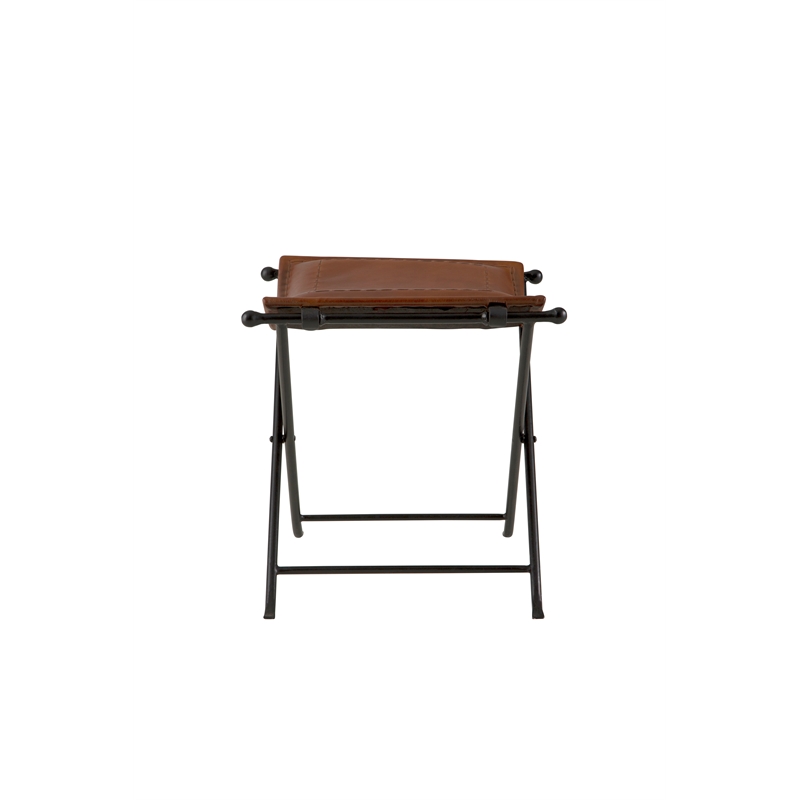 Billings Top Grain Leather Cinnamon Saddle Seat Accent Stool Bench