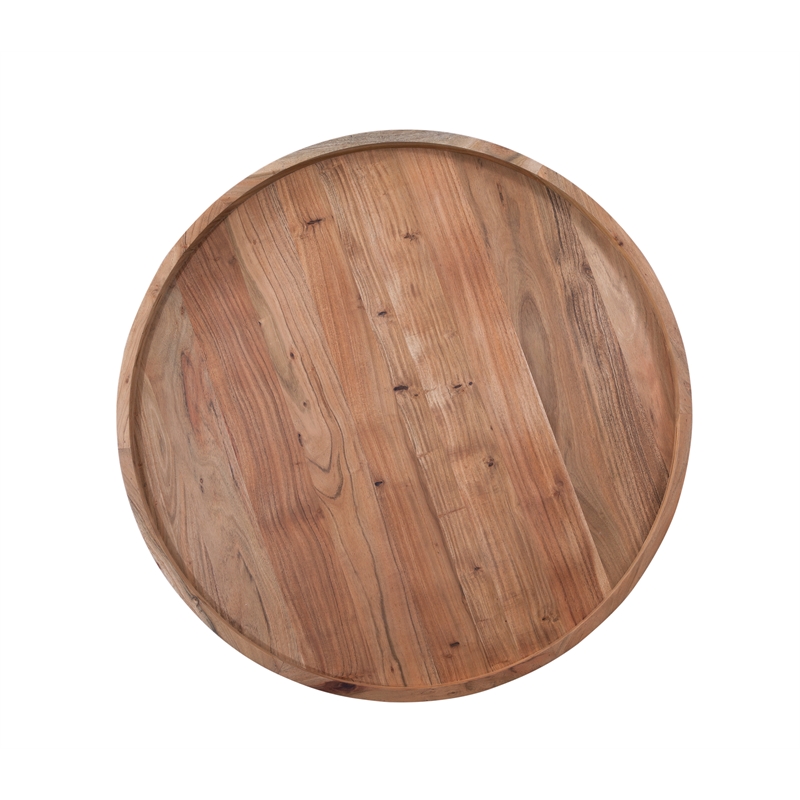 Martin Svensson Home Naples Round Wood Coffee Table with Tray Top in Natural
