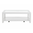 Cordero Wood and Glass Top White Coffee Table with Shelf Storage