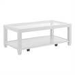 Cordero Wood and Glass Top White Coffee Table with Shelf Storage