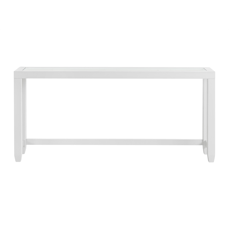 Cordero Wood and Glass Top White Sofa Console Entryway Table