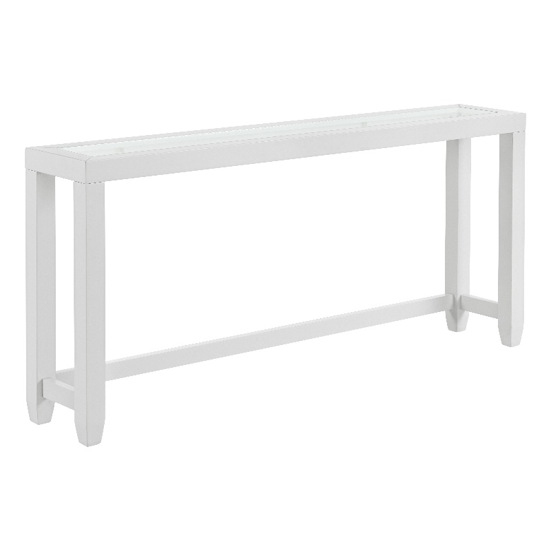 Cordero Wood and Glass Top White Sofa Console Entryway Table