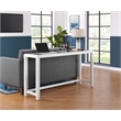 Cordero Wood and Glass Top White Console Bar Table with Power and Stools Set