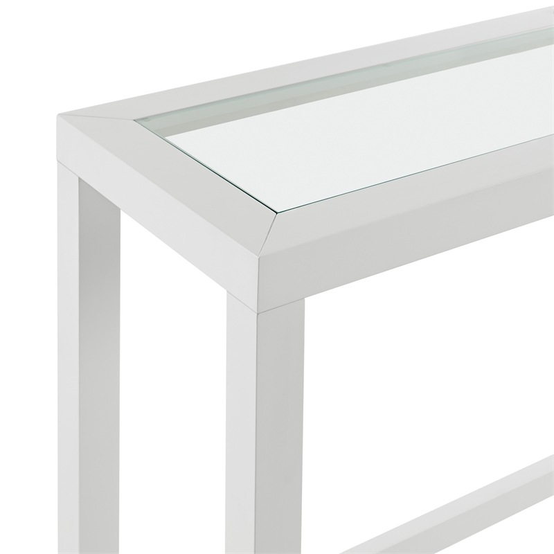 Cordero Wood and Glass Top White Console Bar Table with Power and Stools Set