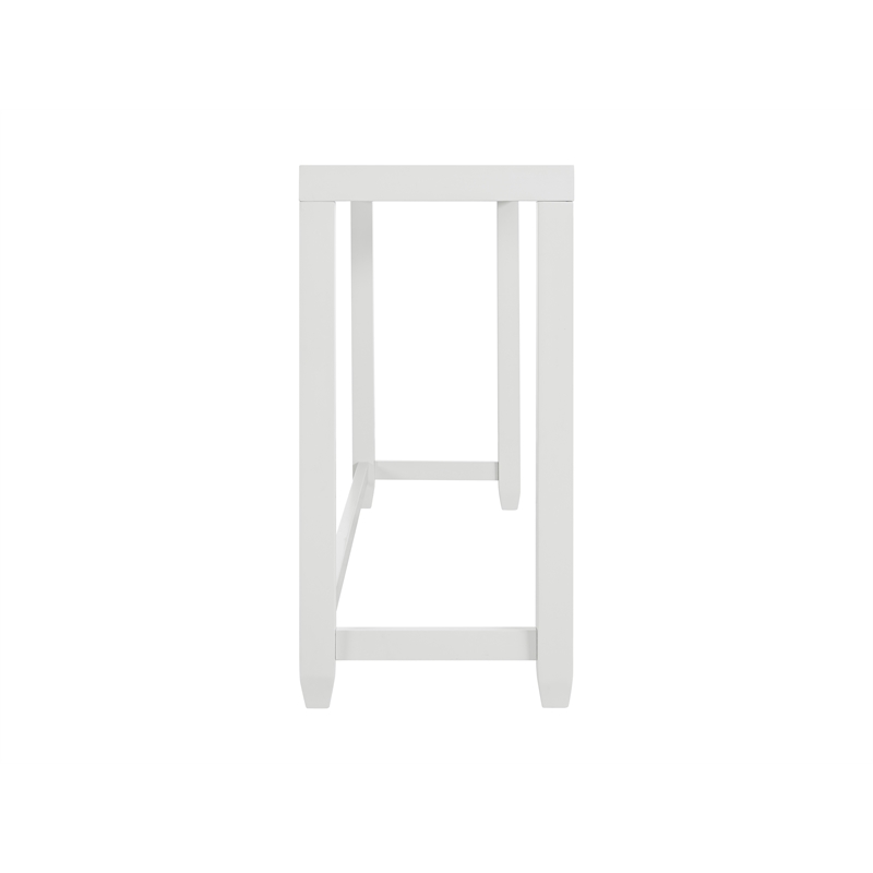 Cordero Wood and Glass Top White Console Bar Table with Power and Stools Set