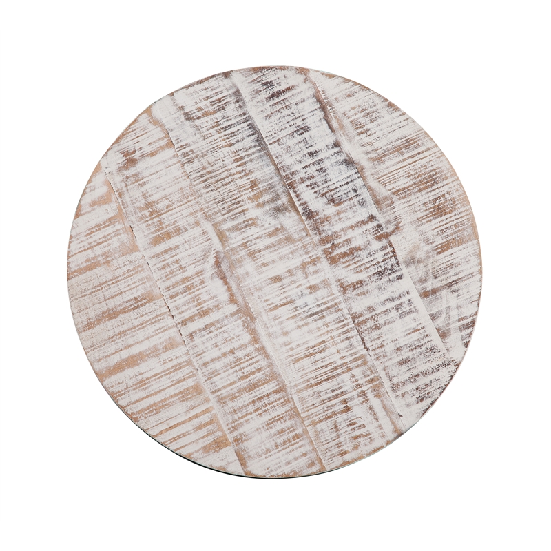 Martin Svensson Home Kinney Round Solid Wood and Jute End Table in Whitewash