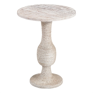 Martin Svensson Home Kinney Round Solid Wood and Jute End Table in Whitewash