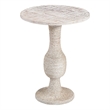 Martin Svensson Home Kinney Round Solid Wood and Jute End Table in Whitewash