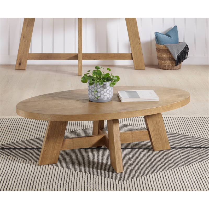 Martin Svensson Home BoHo Oval Wood Coffee Cocktail Table in Natural Prairie Oak