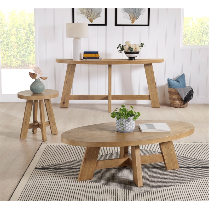 Martin Svensson Home BoHo Oval Wood Coffee Cocktail Table in Natural Prairie Oak