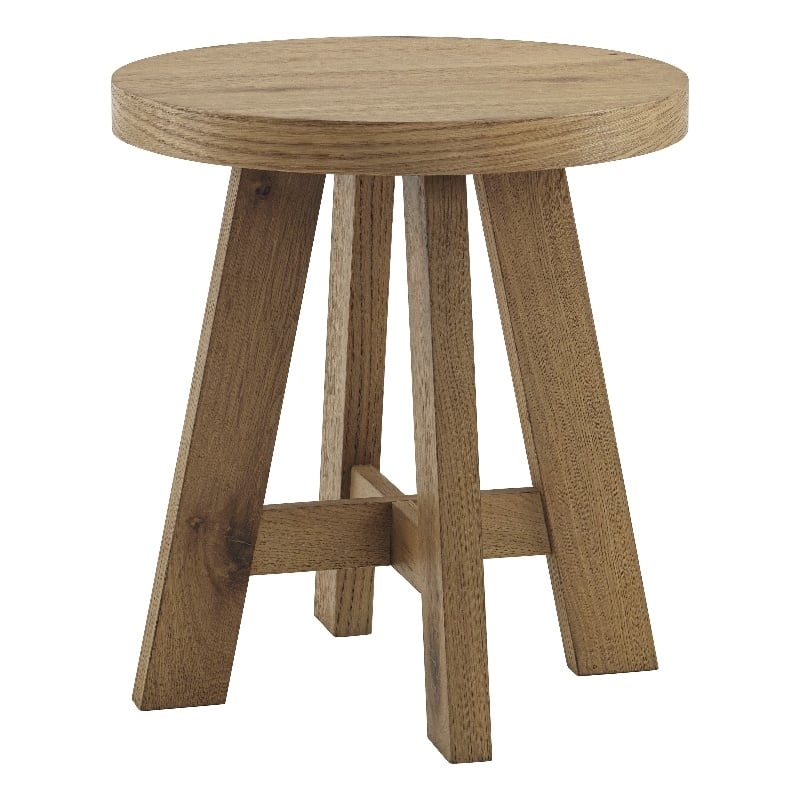 Martin Svensson Home BoHo Round Wood End Side Table in Natural Prairie Oak