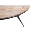 Florence Natural Solid Wood Top and Black Metal Base Oval Coffee Table