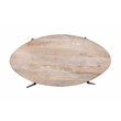 Florence Natural Solid Wood Top and Black Metal Base Oval Coffee Table