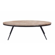 Florence Natural Solid Wood Top and Black Metal Base Oval Coffee Table