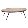 Florence Natural Solid Wood Top and Black Metal Base Oval Coffee Table