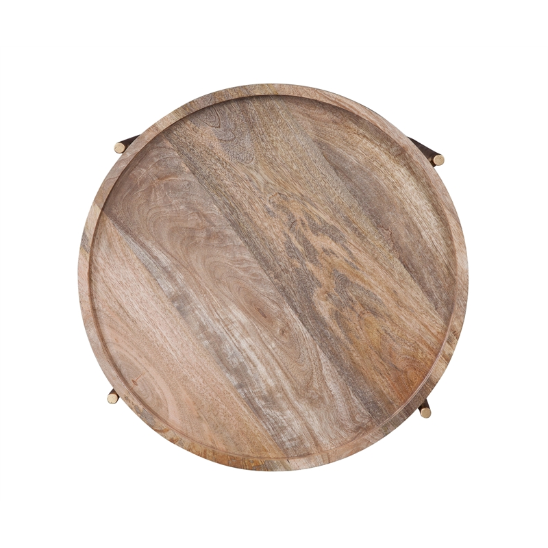 Martin Svensson Home Hemingway Round Tray Top Wood End Table in Natural
