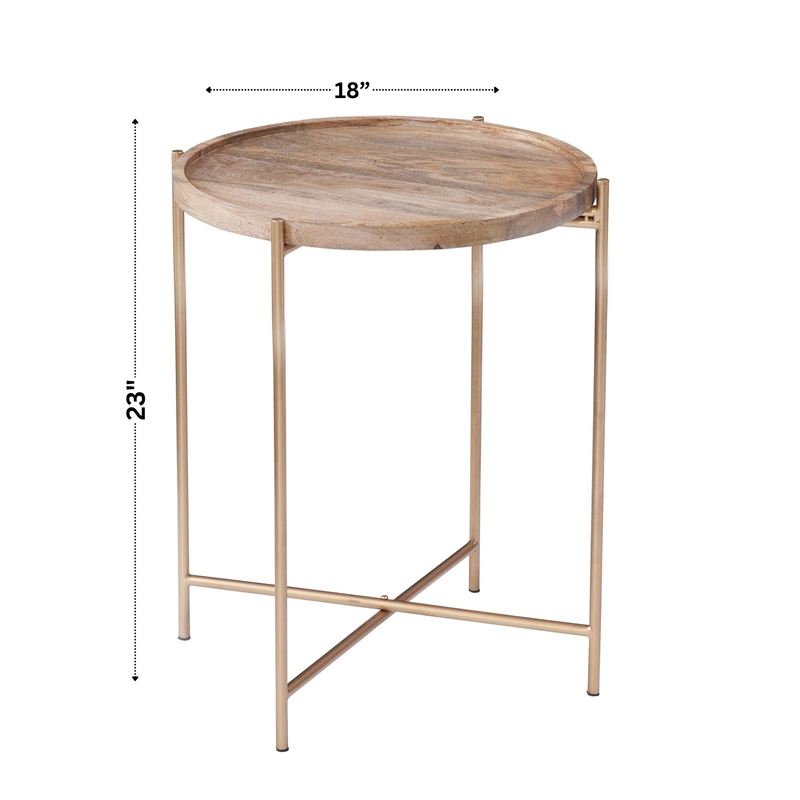 Martin Svensson Home Hemingway Round Tray Top Wood End Table in Natural