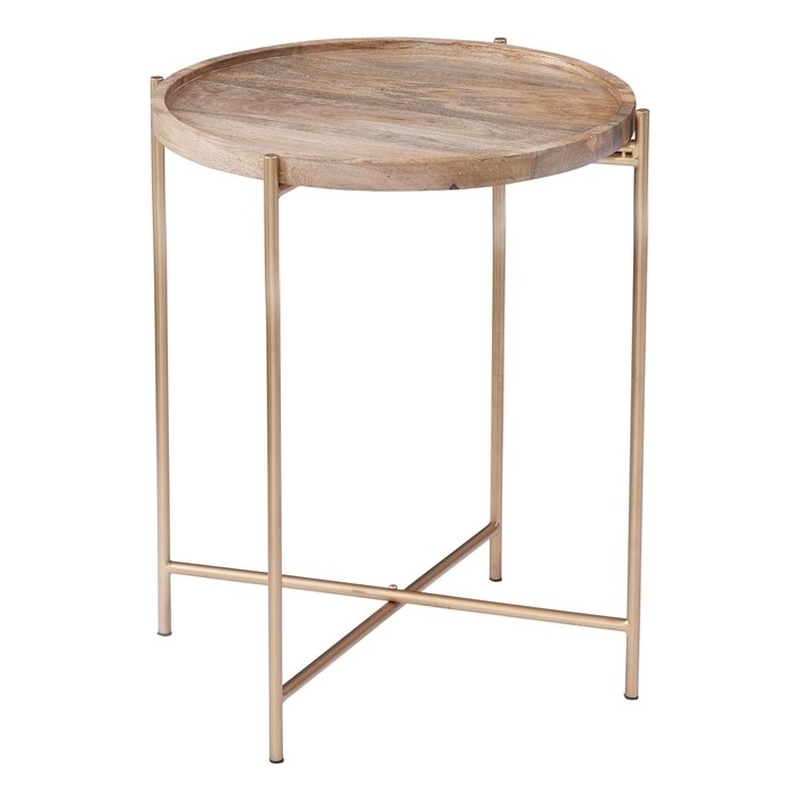 Martin Svensson Home Hemingway Round Tray Top Wood End Table in Natural