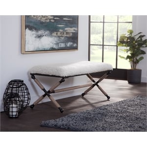 Martingale 48 Inch Ivory Chunky Boucle Fabric Upholstered Accent Bench