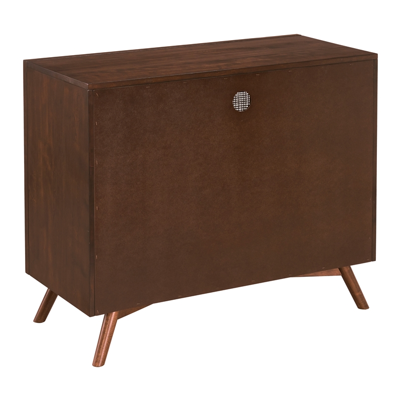 Classic Mid-Century Modern 2-Door Cinnamon Brown Wood Accent Chest