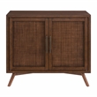 Classic Mid-Century Modern 2-Door Cinnamon Brown Wood Accent Chest
