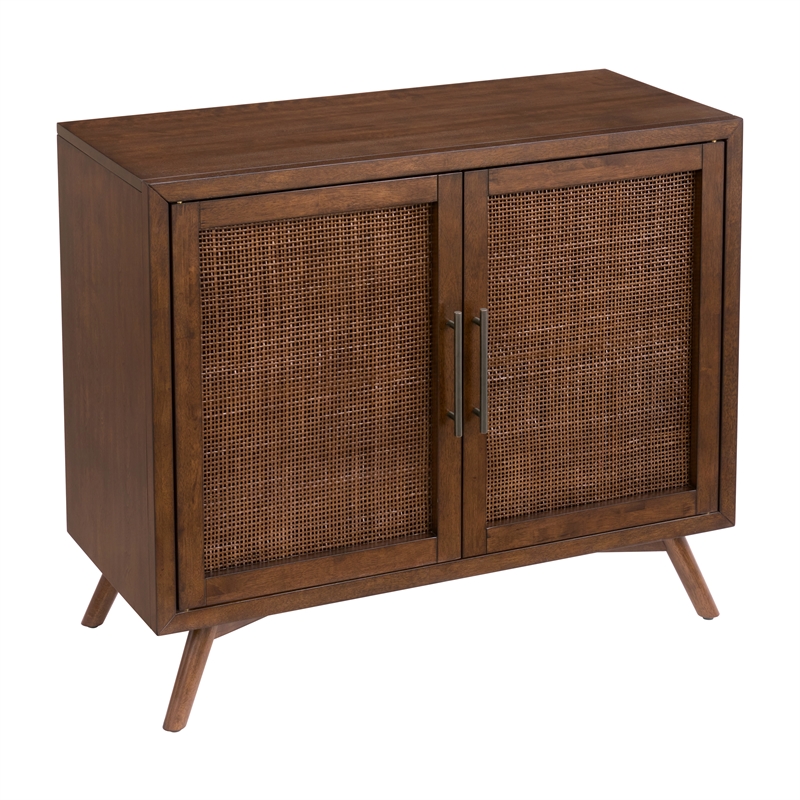 Classic Mid-Century Modern 2-Door Cinnamon Brown Wood Accent Chest