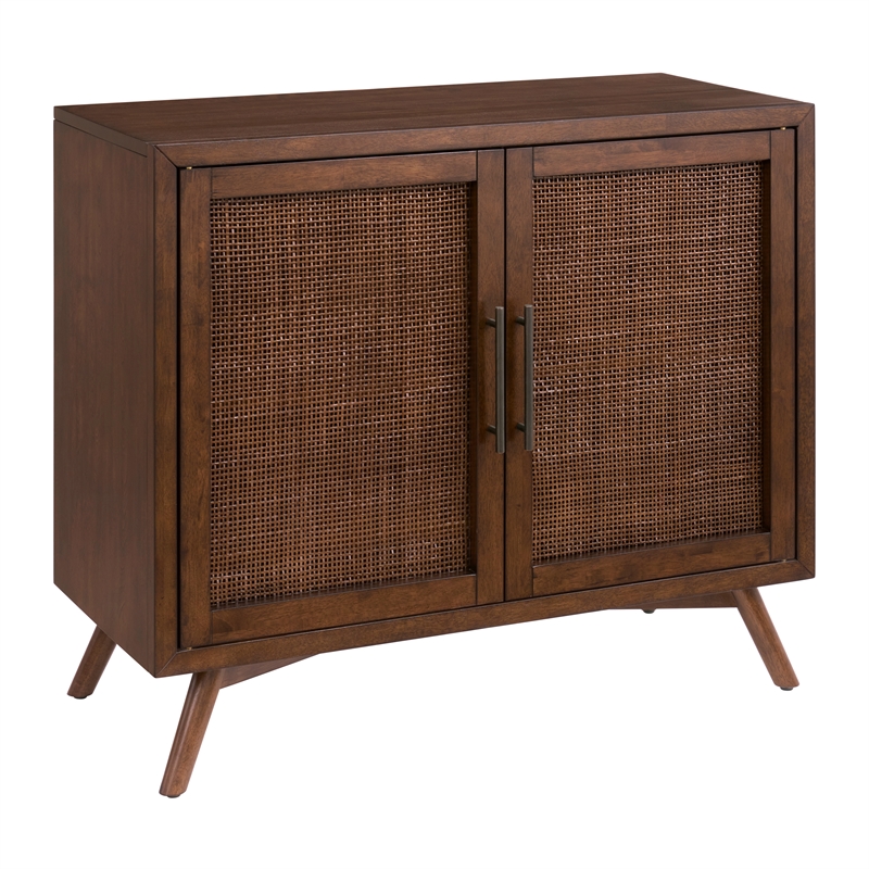 Classic Mid-Century Modern 2-Door Cinnamon Brown Wood Accent Chest