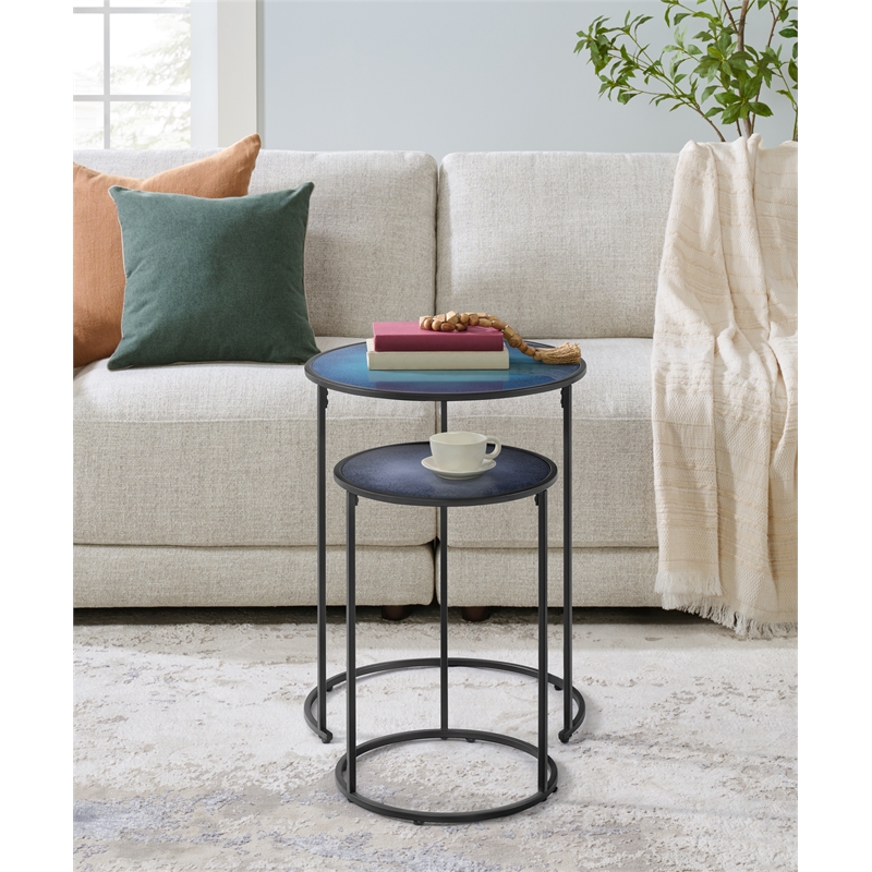 Blue Moon Glass Top Nesting Tables