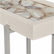 View Point Stone Top Table with Wood Frame - White Agate and White Wood