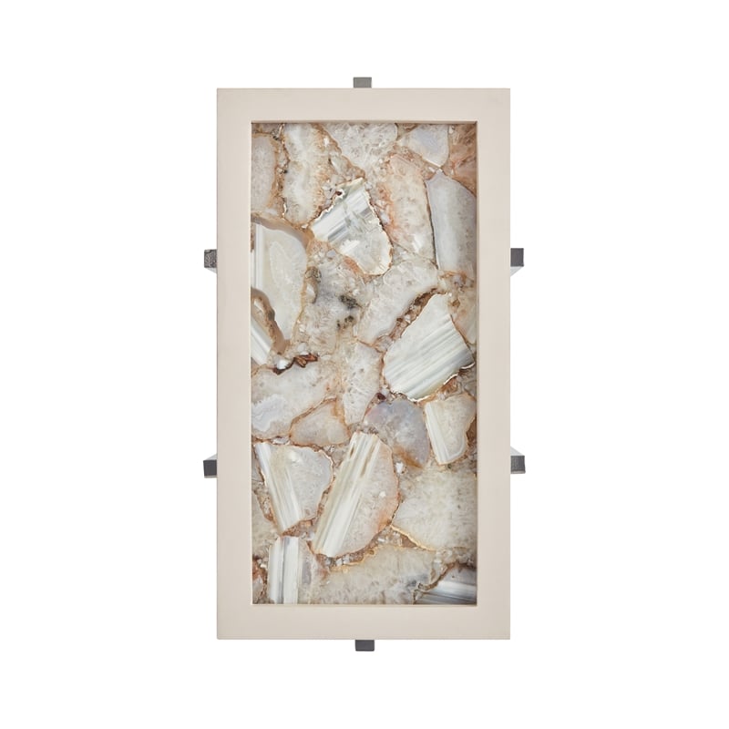 View Point Stone Top Table with Wood Frame - White Agate and White Wood