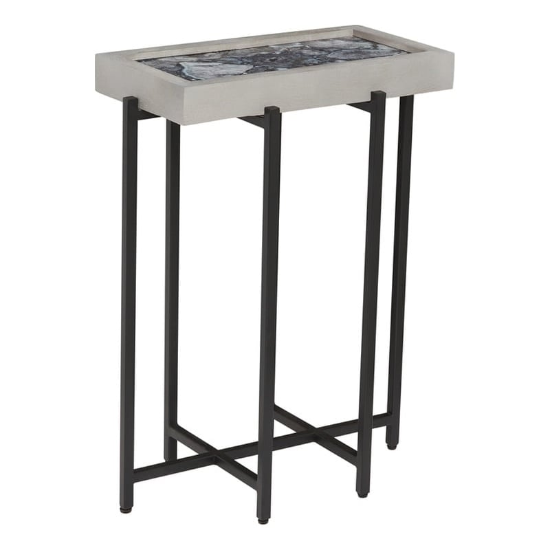 View Point Stone Top Table with Wood Frame - Coal Agate and Gray Wood