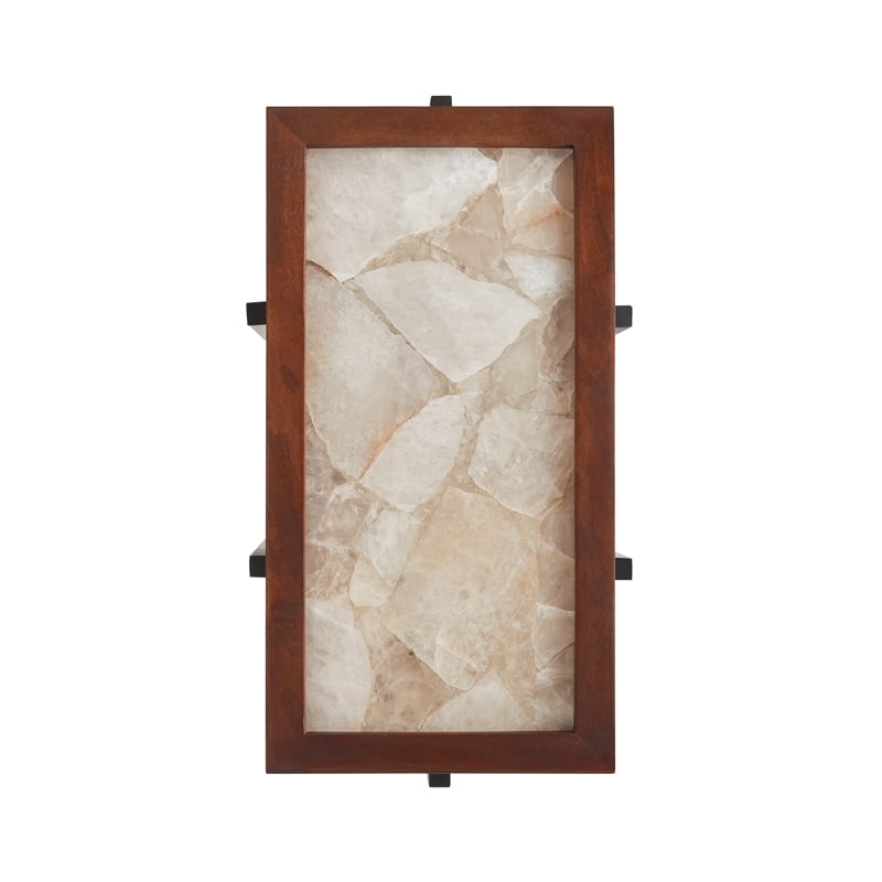 View Point Stone Top Table with Wood Frame - Light Smoke and Brown Wood