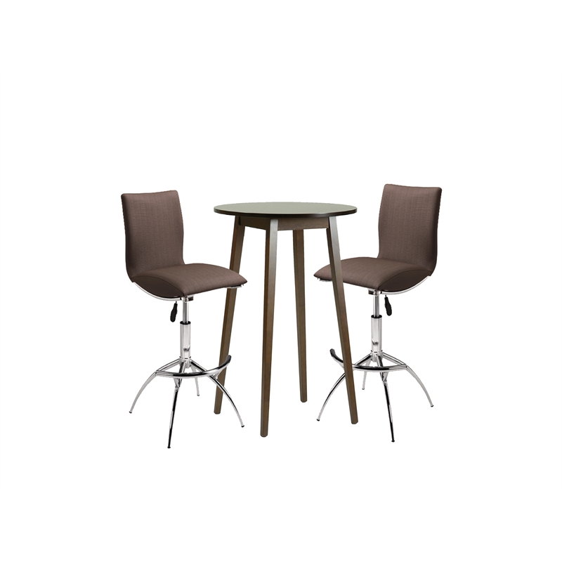 New Spec Mid Century Modern Wood Bar Table Set in Cappuccino