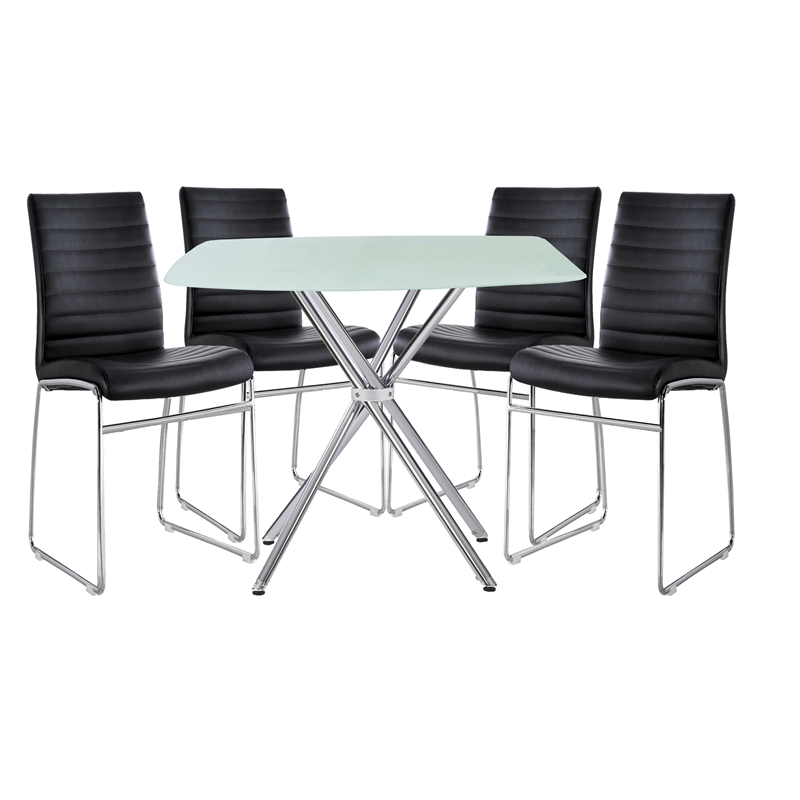New Spec 5PC Modern Square Dining Set in Black