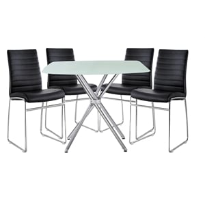 New Spec 5PC Modern Square Dining Set in Black