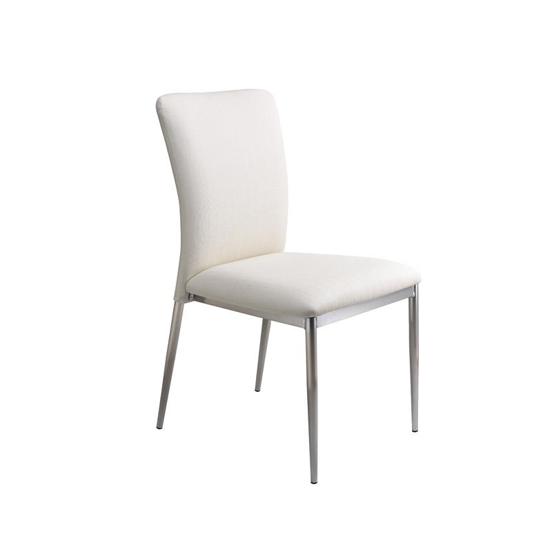 New Spec Faux Leather Dining Side Chair in White (Set of 2)