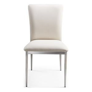 New Spec Faux Leather Dining Side Chair in White (Set of 2)