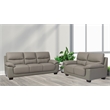 New Spec Renzo Leather Sofa and Loveseat Set in Gray