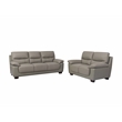 New Spec Renzo Leather Sofa and Loveseat Set in Gray