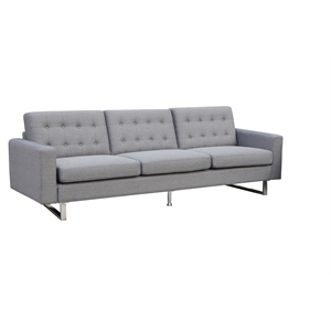 Beneva Living Room Contemporary  Upholstery Fabric Sofa In Gray Color